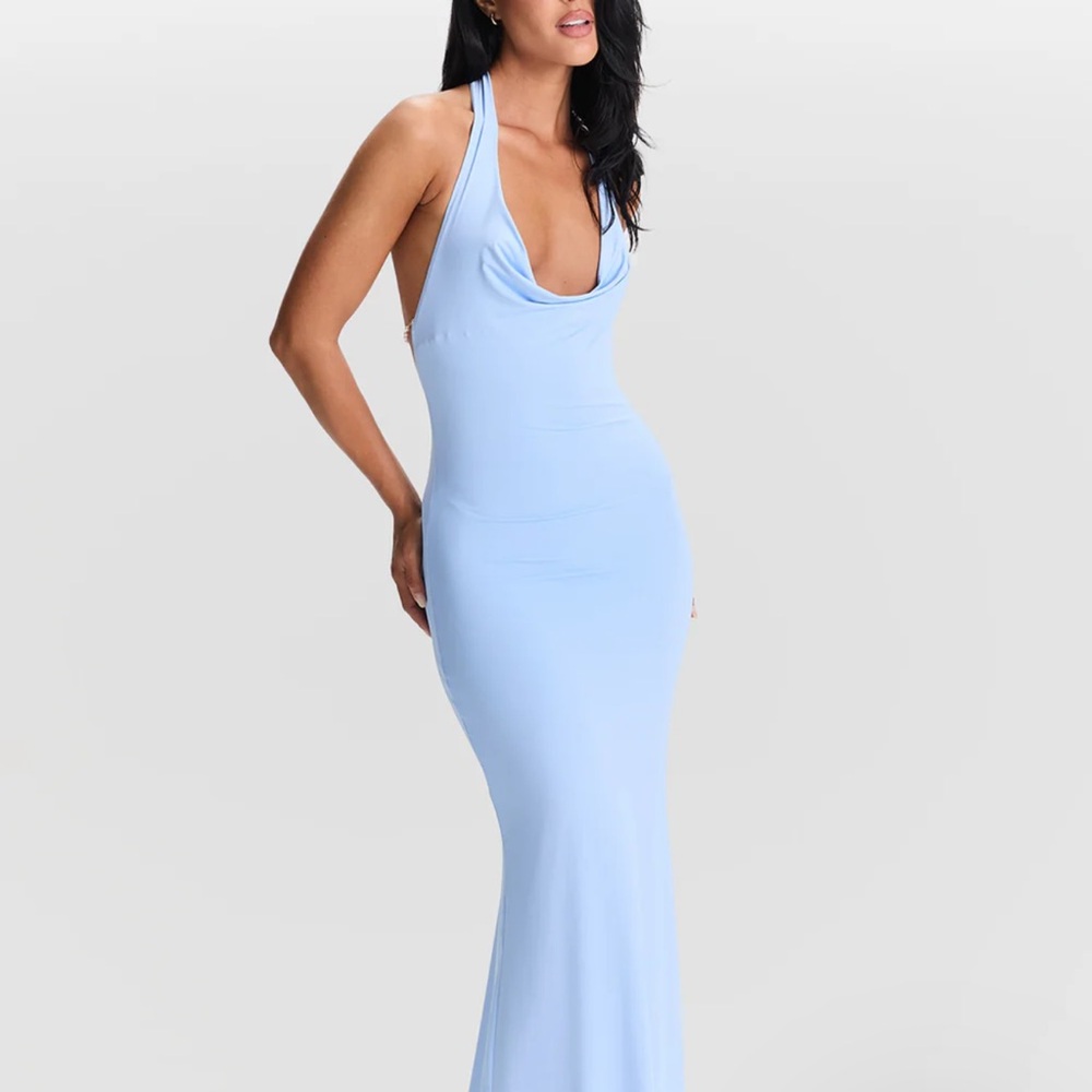 Sasha therese Elegant Light Blue Halter Dress